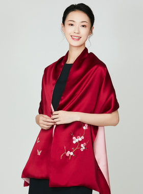 苏绣丝巾春秋冬婚礼旗袍披肩外搭