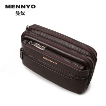 MENNYO Manslave Mobile Phone Bag Men Wear Leather Belts Mobile Phone Pocket Mini Genuine Leather Mens Bag Bull Leather Outdoor Small Backpack