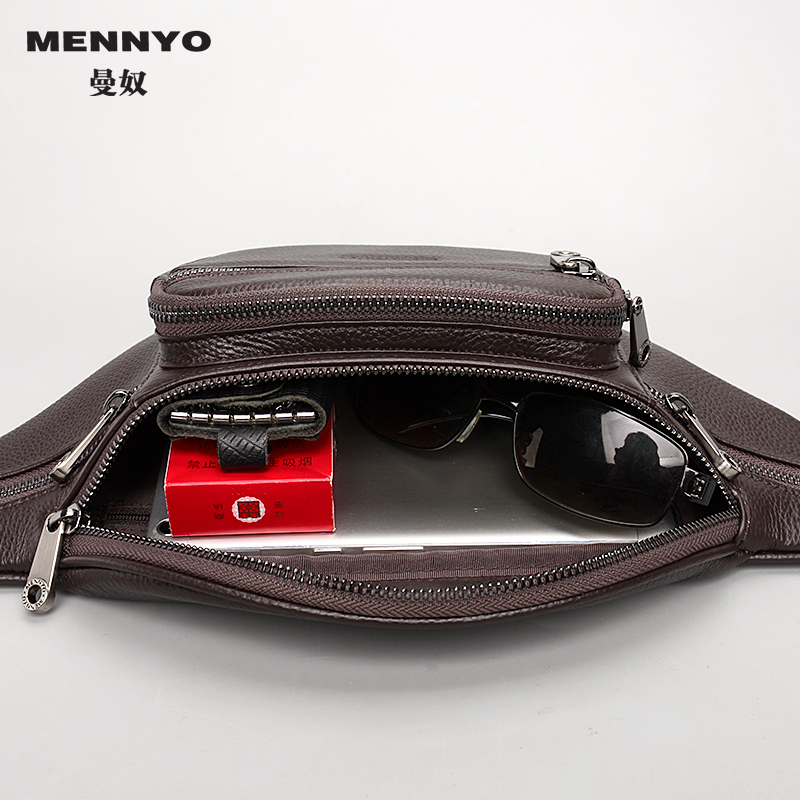 曼奴男腰包真皮休闲单肩包男士包包 mennyo男士包袋