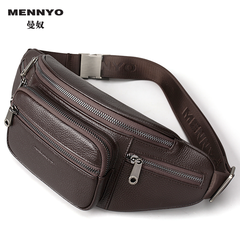 曼奴男腰包真皮休闲单肩包男士包包 mennyo男士包袋