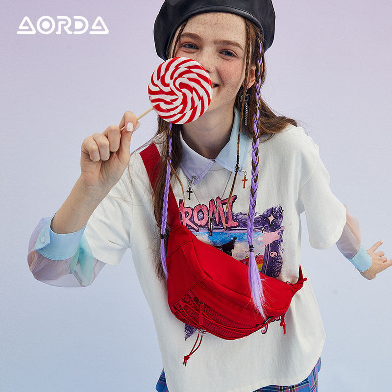 aorda甜酷女夏休闲新款潮男斜挎包 aorda奥尔达女士包袋