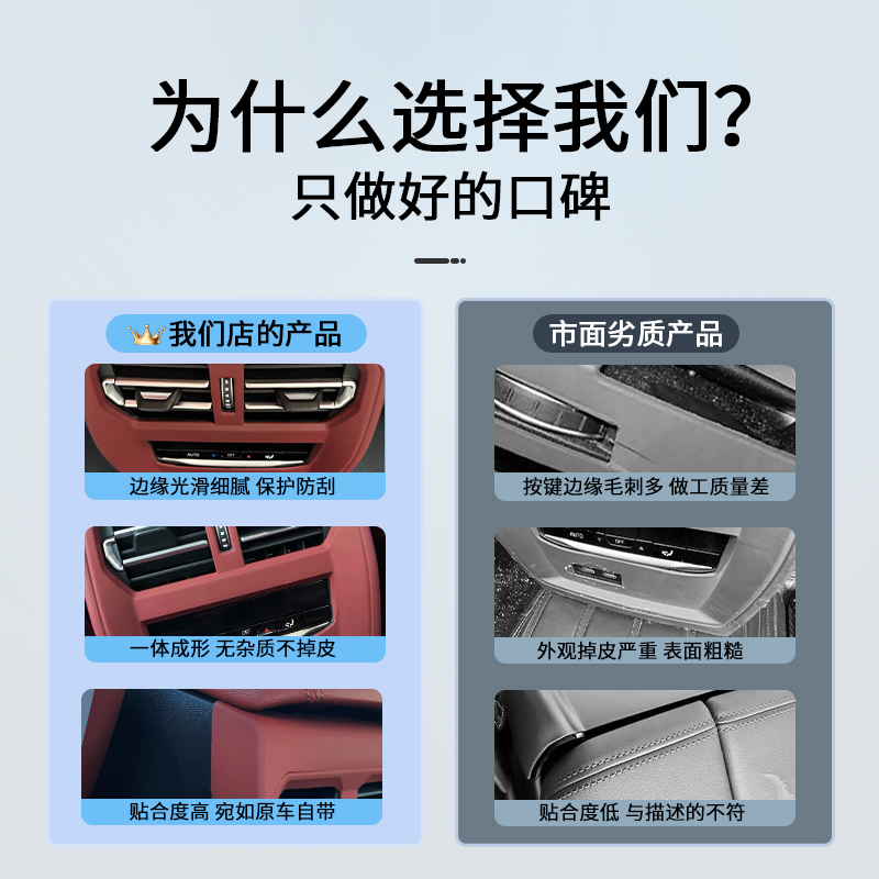 适用宝马出风口保护罩后排防踢垫改5系3系X1iX3X4X5l车内装饰用品 - 图0