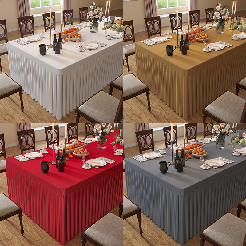 ibm会议桌布培训桌桌套罩酒店办公活动展会长条桌桌裙锦缎台布 - 图0