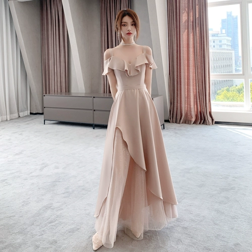 Платье подружки невесты, зимнее розовое длинное вечернее платье, юбка, коллекция 2023, по фигуре
