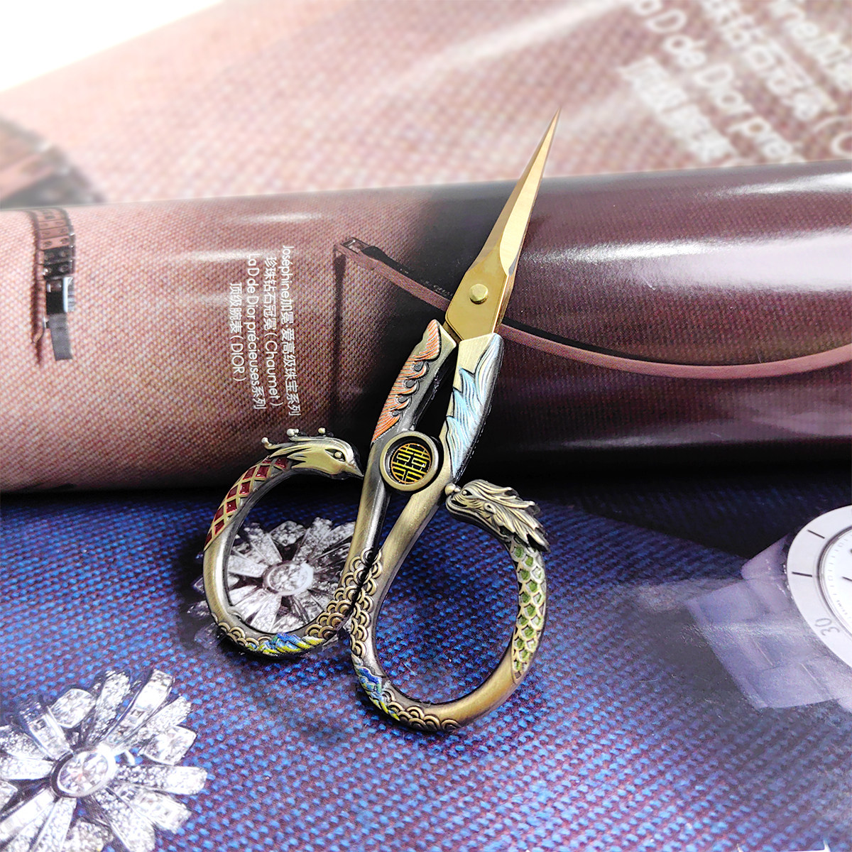 龙凤剪十字绣专用工具剪刀刺绣剪线头家用精致复古剪尖头锋利便携,淘宝优惠券,粉丝福利购,淘宝优惠卷