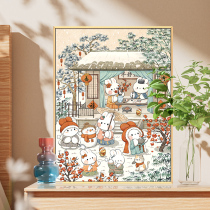 2023 New Ruby Snow Rabbit Cross Embroidered Living Room Simple And Good Embroidery Healing Cartoon Cute Snow View Rabbit Bedroom New Residence