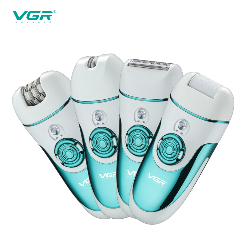 VGR女士脱毛器 家用多功能4合1剃毛器 USB充电式电动拔毛器磨脚器