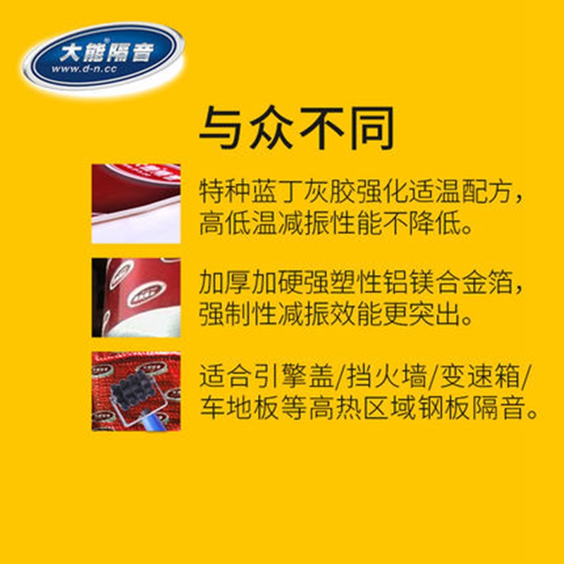 大能汽车隔音棉红派止震板发动机防火墙四门、引擎盖、防火墙隔音