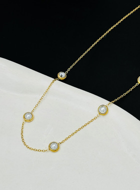 夏日珍珠项链炫小虫钛钢锁骨链