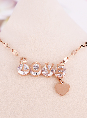 日韩金项链1314吊坠钛钢