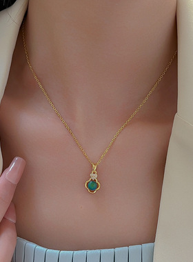 钛钢材质渐变色二件套时尚高级感气质百搭项链小众款设计ins