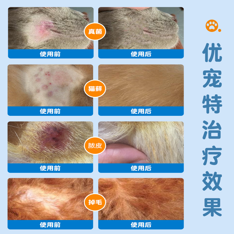 优曼狗狗真菌皮肤病药膏猫癣趾间炎猫藓外用药宠物猫咪狗癣专用药 - 图1