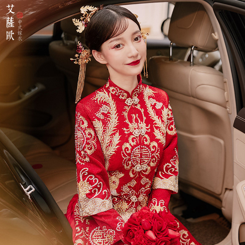 秀禾服新娘2021新款结婚冬季婚纱 艾萨欧旗袍