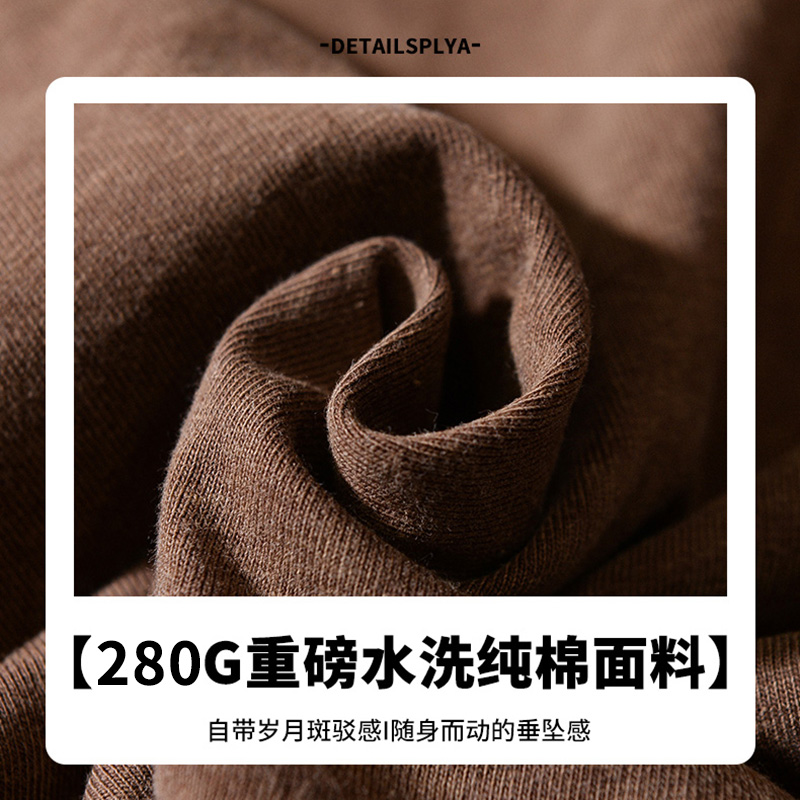 280g重磅纯棉原创美式高街哥特十字架卫衣男水洗做旧宽松休闲长袖