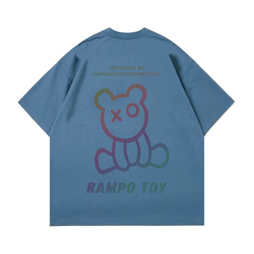 Хлопковая футболка с коротким рукавом для отдыха, оверсайз, круглый воротник