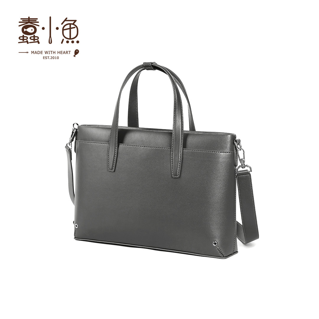 蠢小鱼真皮男士手提包公文包手工包 蠢小鱼箱包男士包袋