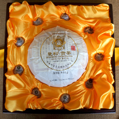 普洱茶2015年吾茶善品则道生命之叶曼松金瓜九九归一生茶990g/盒 - 图1