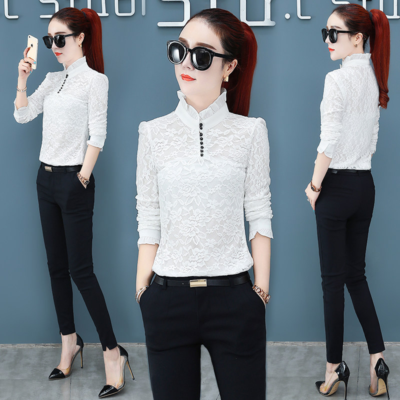 蕾丝加绒2020新款内搭女士小衫衬衫 恋上17号蕾丝衫/雪纺衫