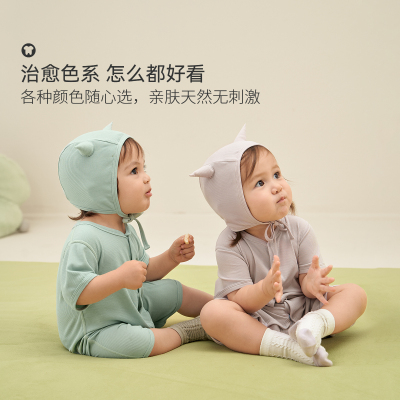 莫代尔婴儿连体衣aqpa薄款短袖