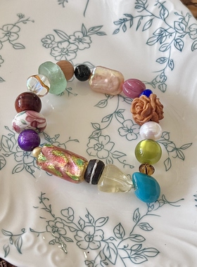 HEIXIN STUDIO手作 花园系列 捷克琉璃珠多巴胺小众原创手串046