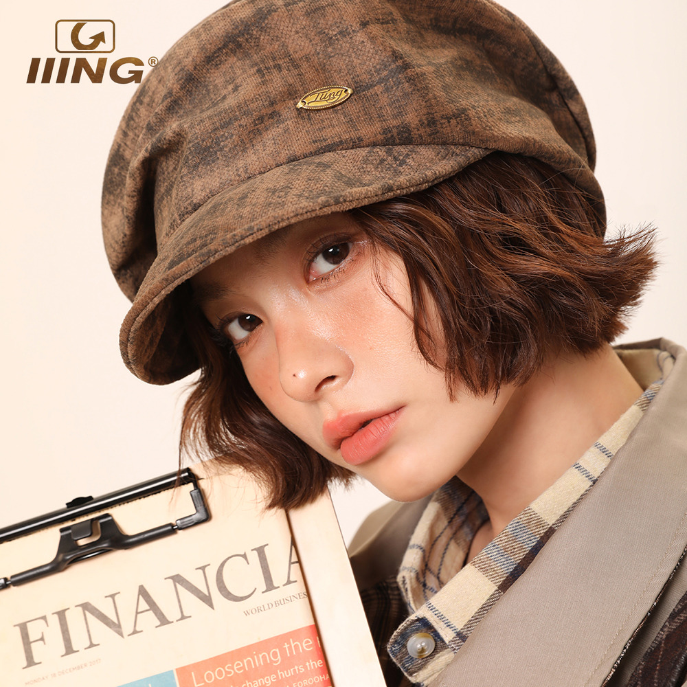 IIING帽控 复古晕染褶皱云朵贝雷帽子女显脸小休闲百搭文艺画家帽 - 图2