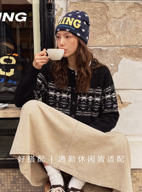 美式复古秋冬宽松针织帽大头围
