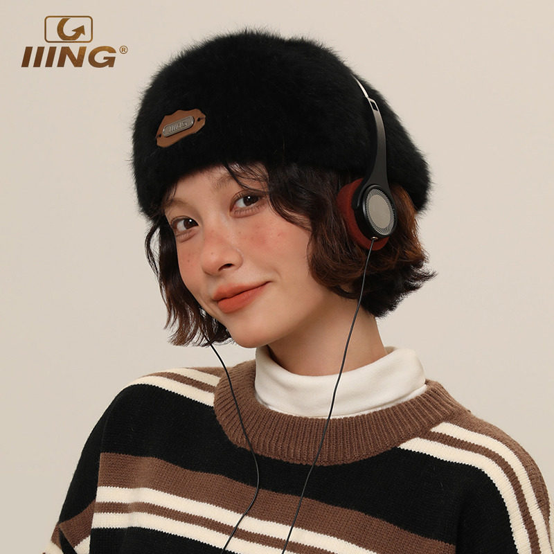 IIING帽控 毛绒贝雷帽女秋冬大头围显脸小反戴前进帽复古画家帽子,淘宝优惠券,粉丝福利购,淘宝优惠卷