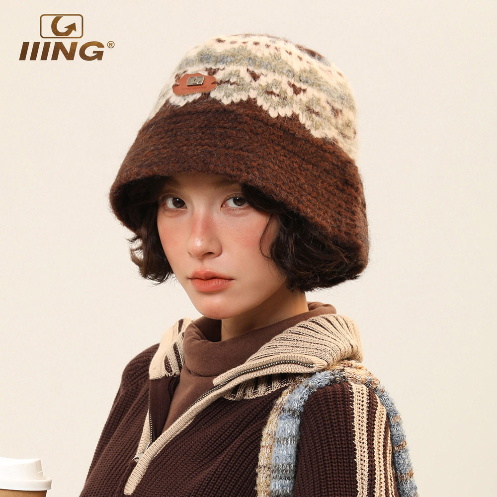IIING帽控 2025秋冬款费尔岛风针织渔夫帽子女保暖护耳显脸小盆帽,淘宝优惠券,粉丝福利购,淘宝优惠卷