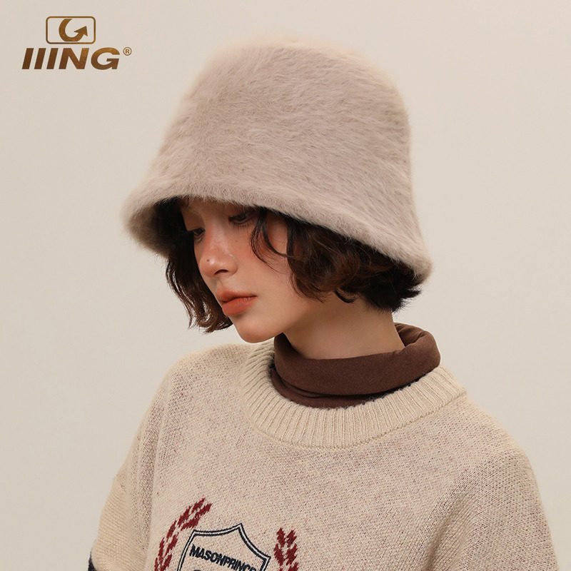 IIING帽控 兔毛渔夫帽女显脸小秋冬氛围感毛绒水桶帽大头围盆帽子,淘宝优惠券,粉丝福利购,淘宝优惠卷