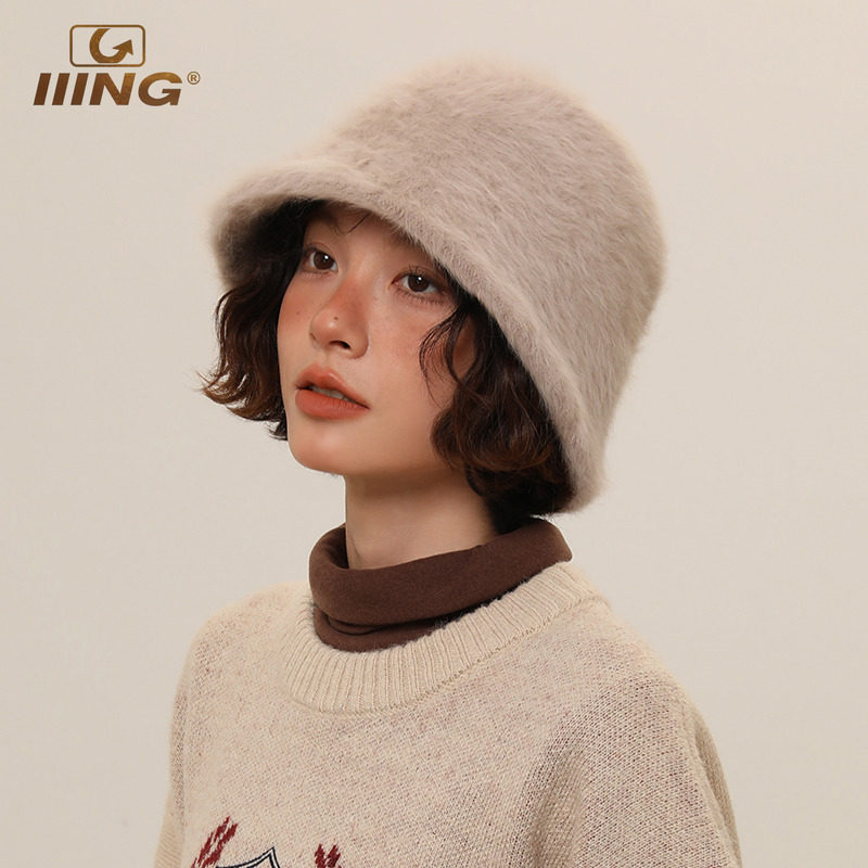 IIING帽控 兔毛渔夫帽女显脸小秋冬氛围感毛绒水桶帽大头围盆帽子,淘宝优惠券,粉丝福利购,淘宝优惠卷
