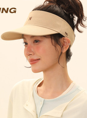 酒红色运动户外空顶帽女2026新款夏季刺绣防晒遮阳显脸小网球帽子