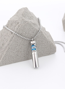 跨境时尚不锈钢香水瓶精油扩散器圆柱形镂空香薰项链吊坠工厂批发