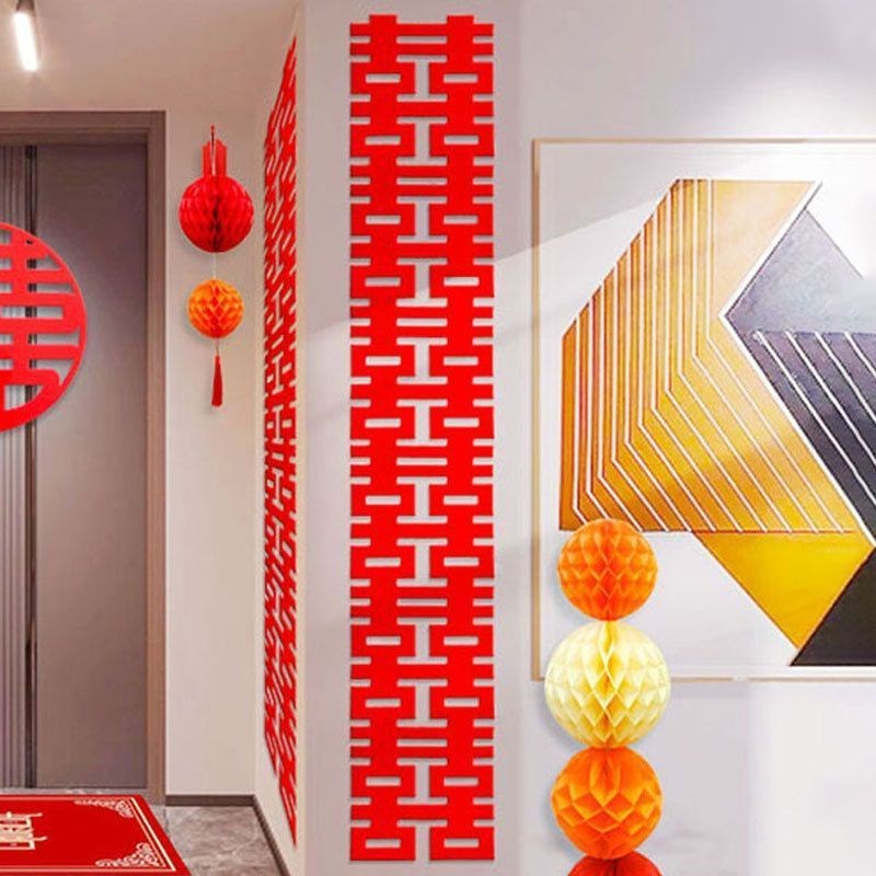 婚房装饰布置客厅喜字结婚条幅挂布男方新房女方卧室背景墙套装 - 图2