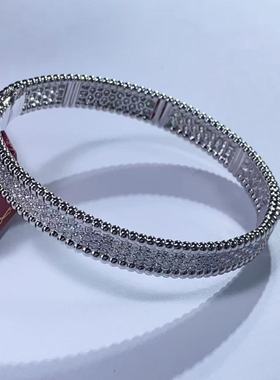 高版本莫桑钻手镯女925银镀18K金满钻珠珠手环珠宝首饰定制