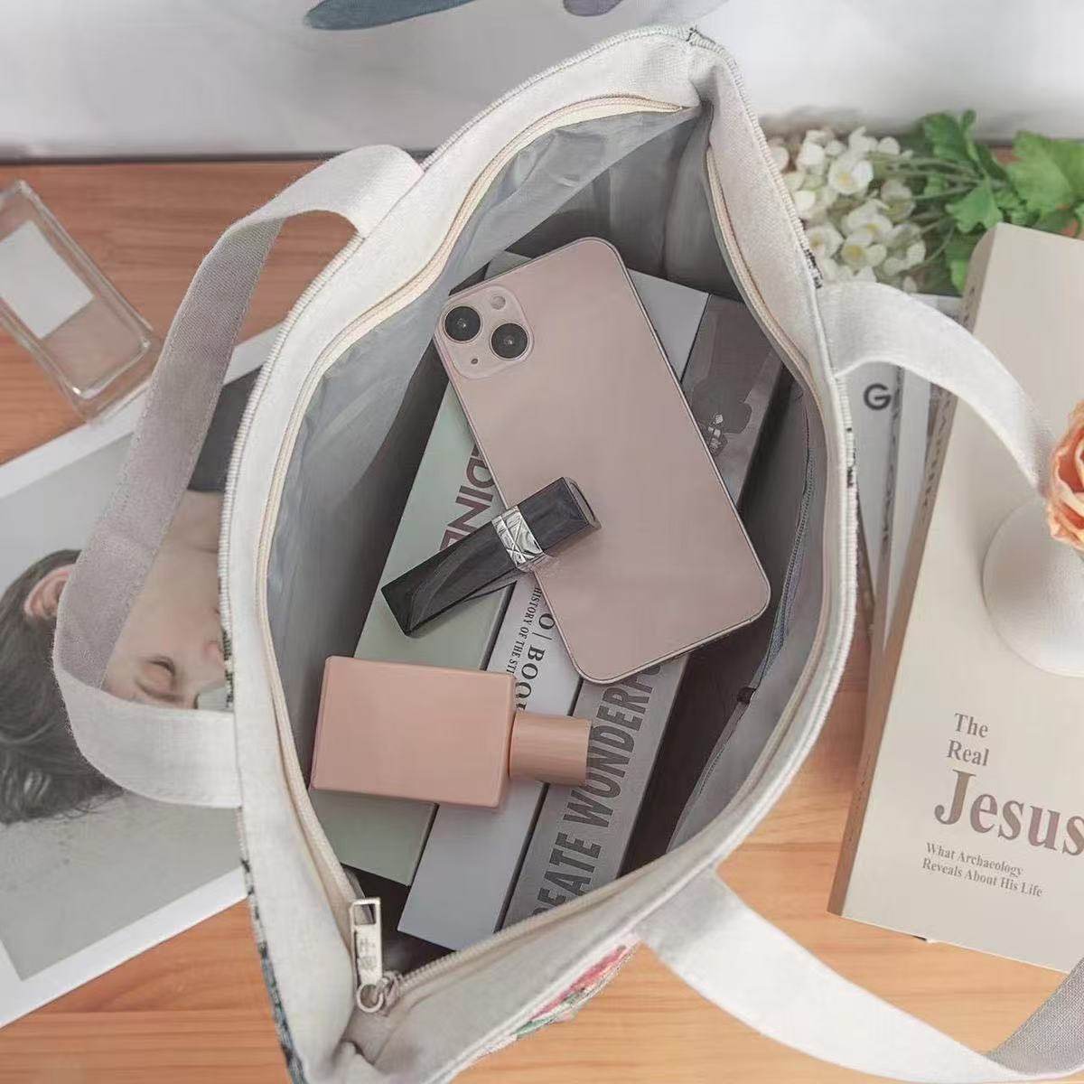 【小雏菊帆布肩带】时尚金丝大容量单肩刺绣手提帆布包民族风,淘宝优惠券,粉丝福利购,淘宝优惠卷