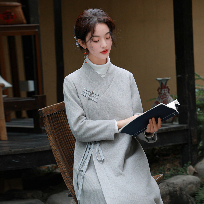 唐装女中国风套装高端茶服外套居士服茶艺师工作服秋冬佛系禅意婵 - 图0