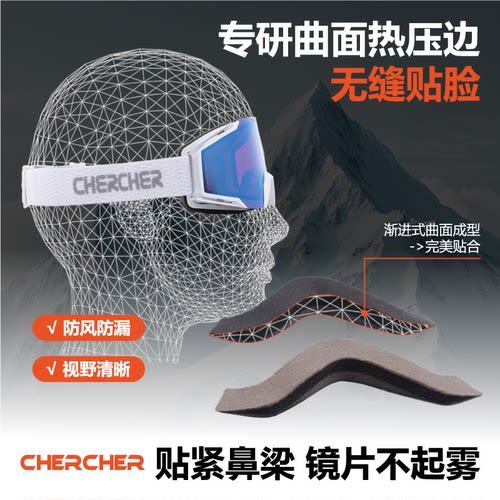 chercher雪镜海绵贴滑雪镜鼻贴防起雾防风海绵欧版改亚版鼻梁贴 - 图1