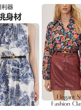 蝴蝶结扣牛皮腰带女时尚真皮皮带