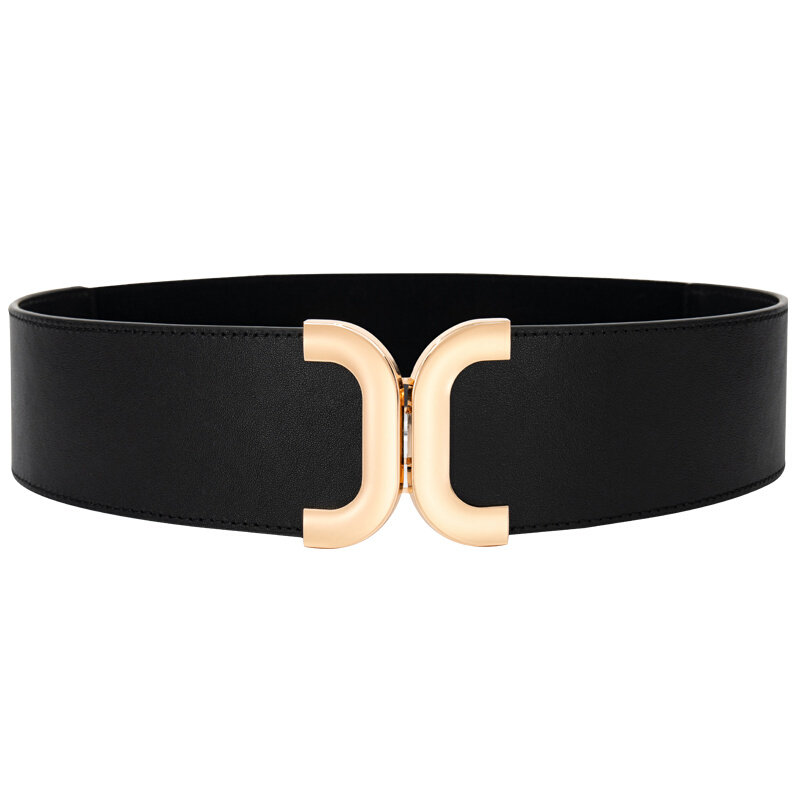 新款真皮大衣腰带女宽配裙子腰封羽绒服配饰松紧弹力卡扣皮带黑色,淘宝优惠券,粉丝福利购,淘宝优惠卷