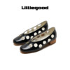 Littlegood French polka dot hollow shoes