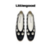 Littlegood French polka dot hollow shoes