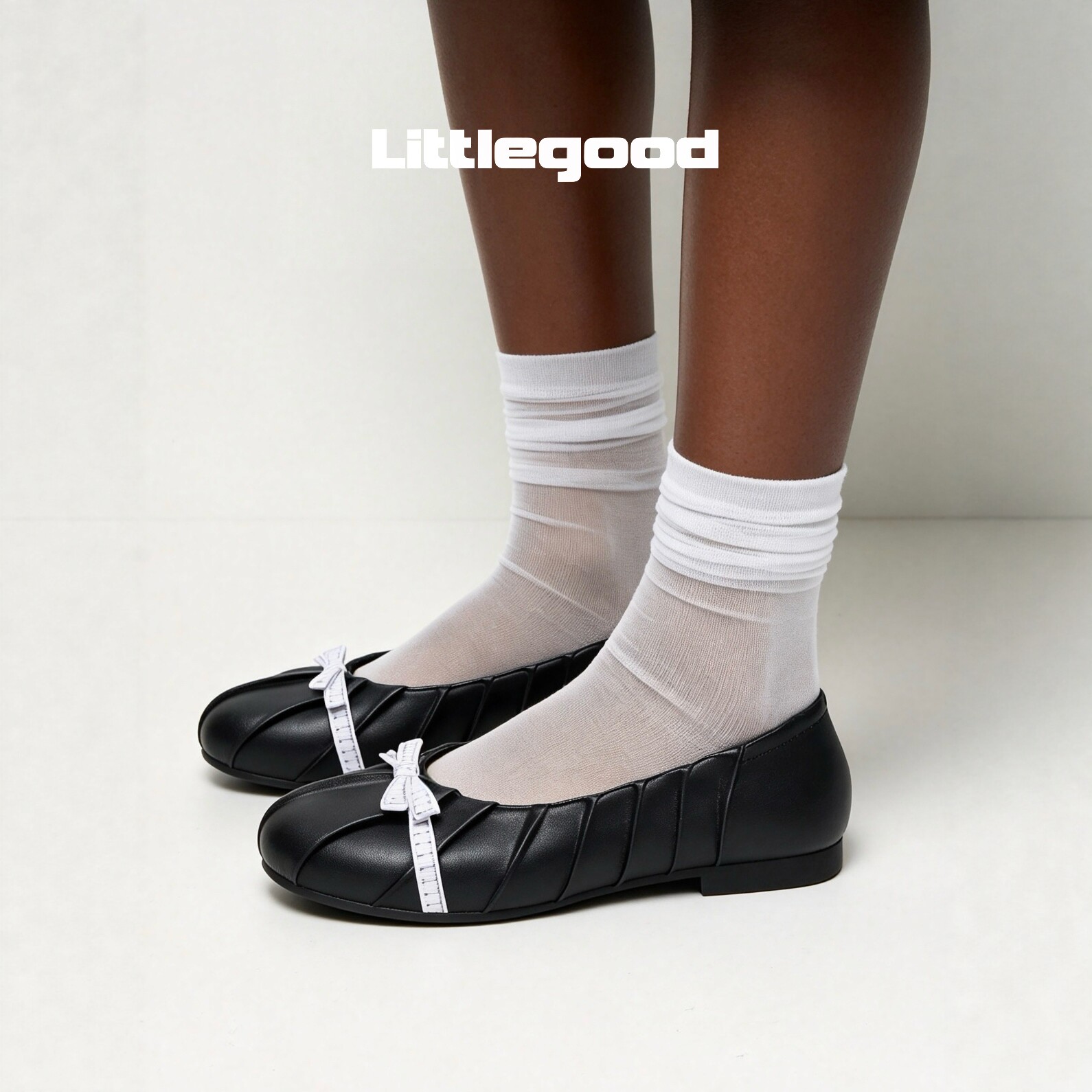 Littlegood girl bow shallow mouth single shoes women's 2026 new ballet shoes