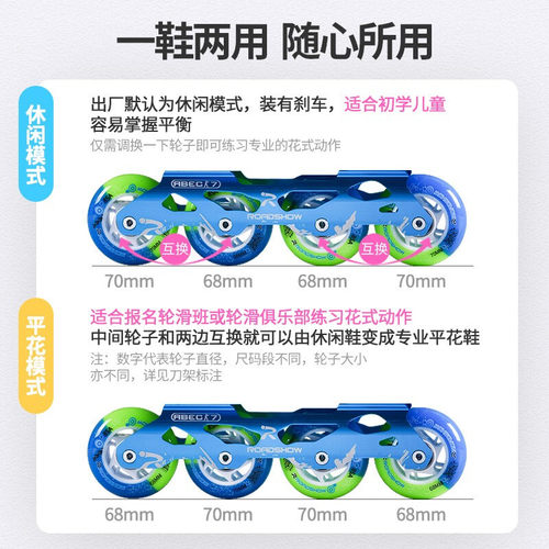 乐秀RX1S平花鞋溜冰鞋儿童全套装直排轮滑鞋可调节旱冰鞋男女初学 - 图1