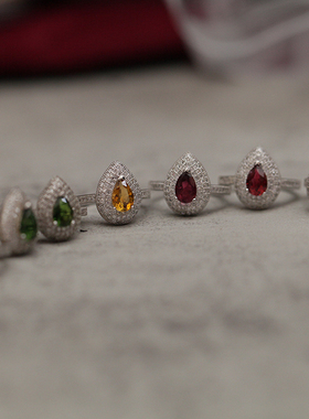 天然彩宝碧玺戒指招米