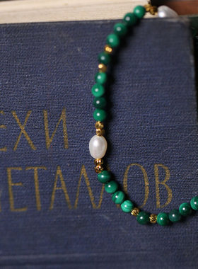 纯手工定制绿松石编织手链