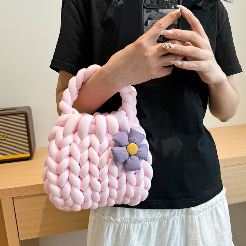 粗毛线diy手工编织包包自制材料包手提女包毛线花朵送女朋友礼物,淘宝优惠券,粉丝福利购,淘宝优惠卷