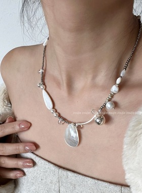 【白色佳人】限定原创设计925银手工串珠项链锁骨链小众设计感