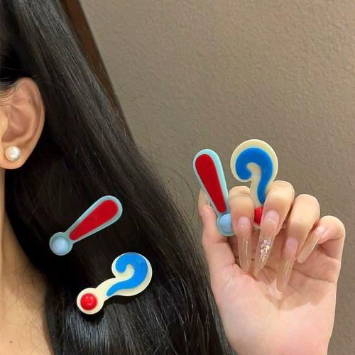 可爱创意问号叹号发夹边夹侧边发卡女韩系卡通搞怪头饰碎发刘海夹 - 图0