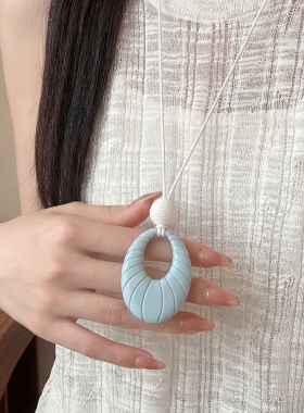 夏日焕彩~多巴胺椭圆吊坠项链