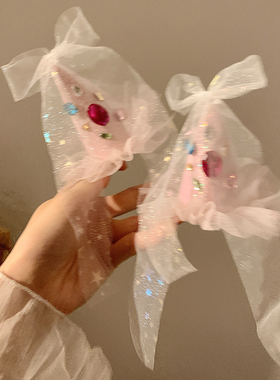 甜心公主~生日帽水钻发夹网纱